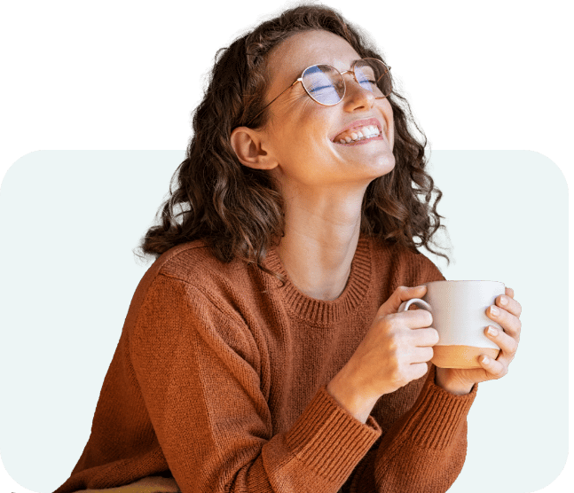 Woman with cup of coffee ready for therapy appointment